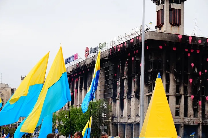 Ametiühingute maja Kiievis, Maidanil pärast tulekahju 2014. aastal