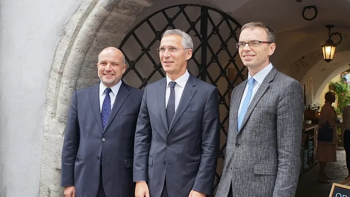 Kaitseminister Jüri Luige ja välisminister Sven Mikseri kohtumine NATO peasekretäri Jens Stoltenbergiga Tallinnas 6. septembril 2017